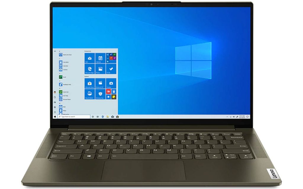 Home screen of the Lenovo Yoga Slim 7 Intel Core i5 11th Gen Windows 10 Home 82A3009RIN Laptop